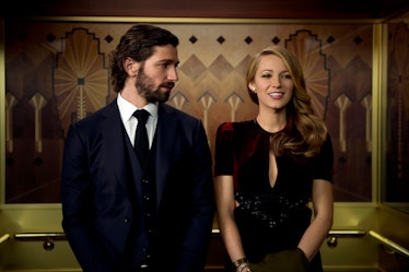 Scene from the movie The Age of Adaline showing actors Blake Lively and Michiel Huisman standing in ...
