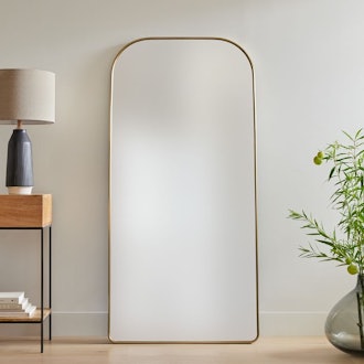 Streamline Wide Arch Floor Mirror, Antique Brass