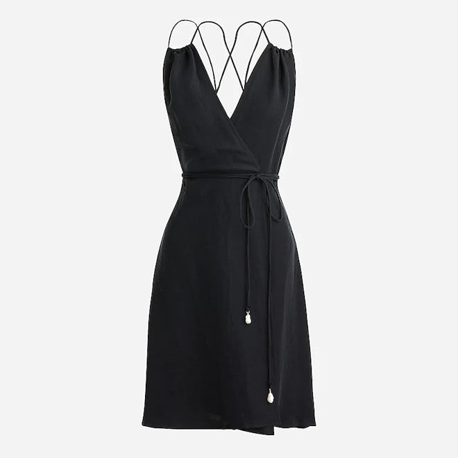 Strappy linen-cupro dress