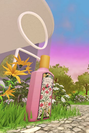 Digital rendering of the Gucci Flora perfume bottle