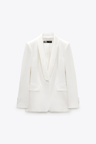Zara white satin blazer