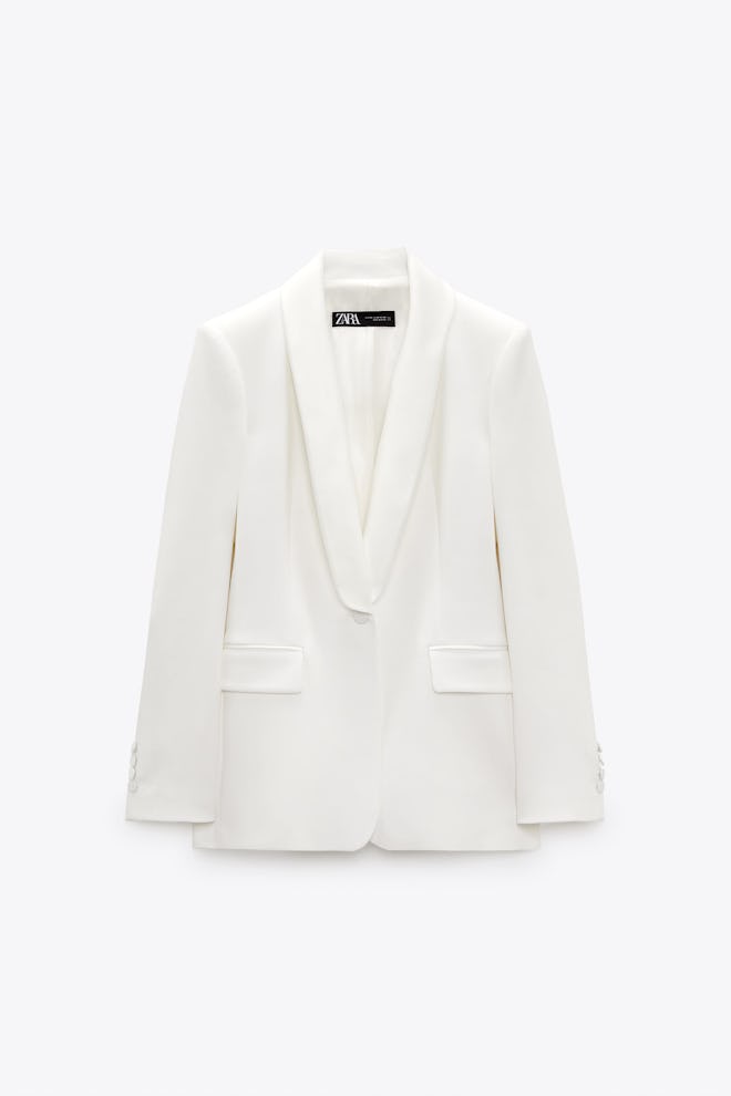 Zara white satin blazer