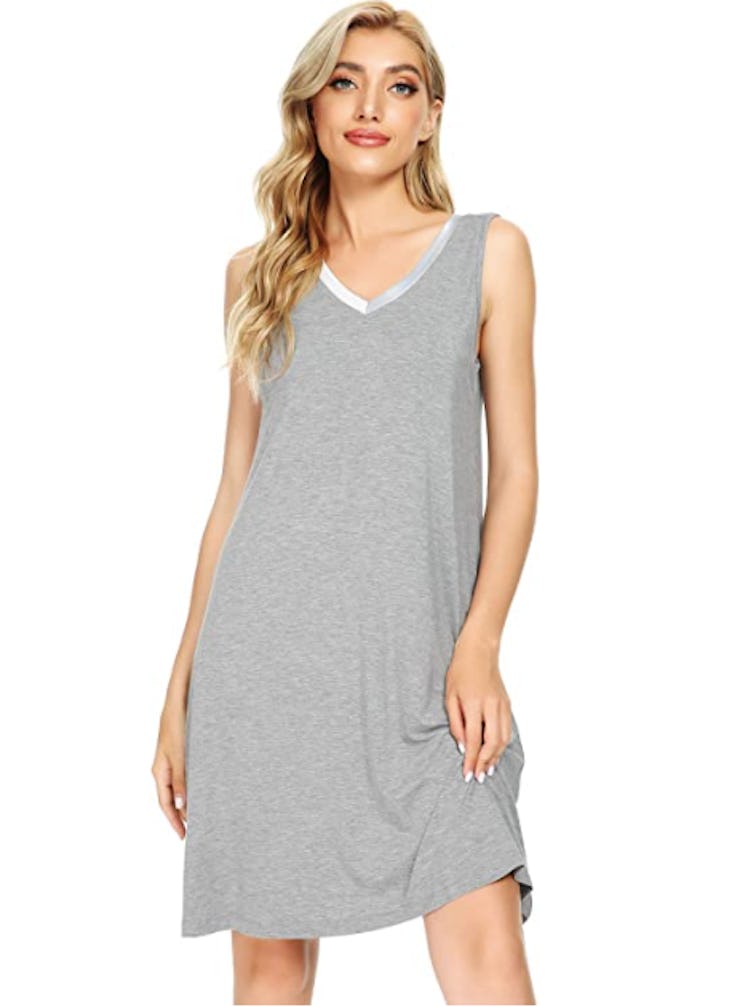 A bamboo nightgown with satin trim for hot sleepers