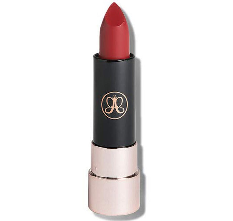 Anastasia Beverly Hills Matte Lipstick in Ruby is the best red lipstick for olive skin and blue eyes