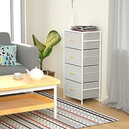 This budget-friendly dresser for small spaces features a steel frame and four fabric drawers.
