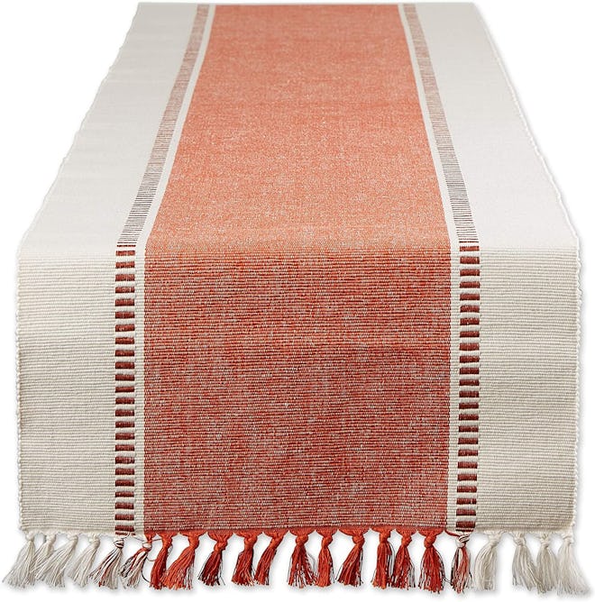 DII Dobby Stripe Woven Table Runner in burnt orange