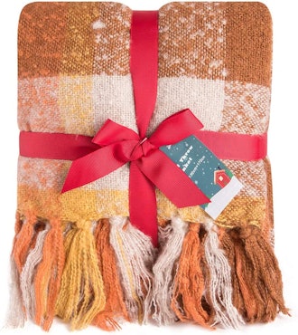 orange plaid throw blanket from g lake