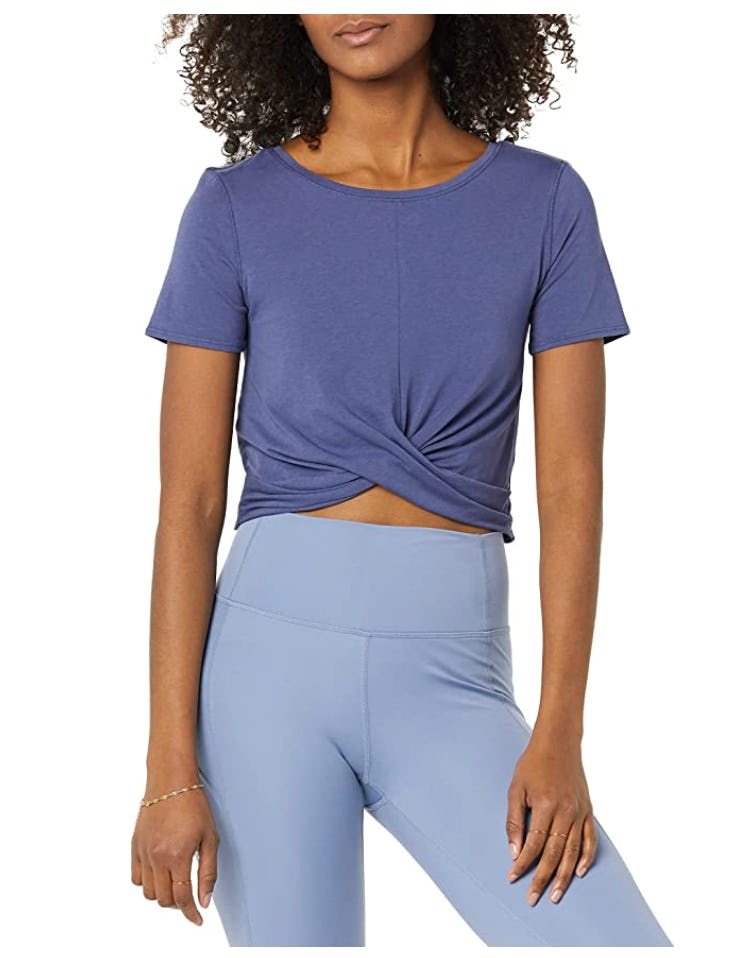 Core 10  Knot Front Cropped Yoga T-Shirt