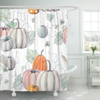 Emvency Watercolor Pumpkin Shower Curtain