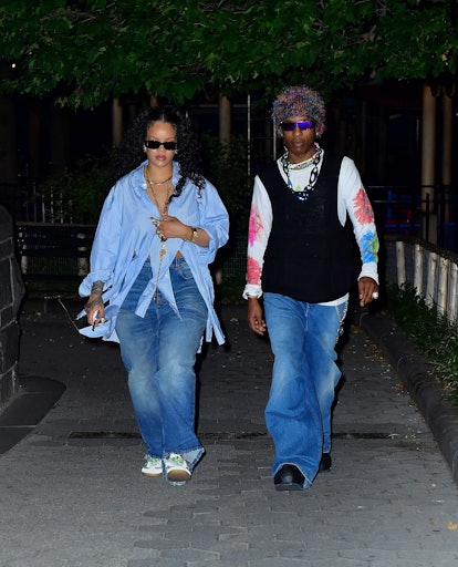 Rihanna and ASAP Rocky are spotted enjoying a 4 am stroll without their new bundle of joy. The two e...