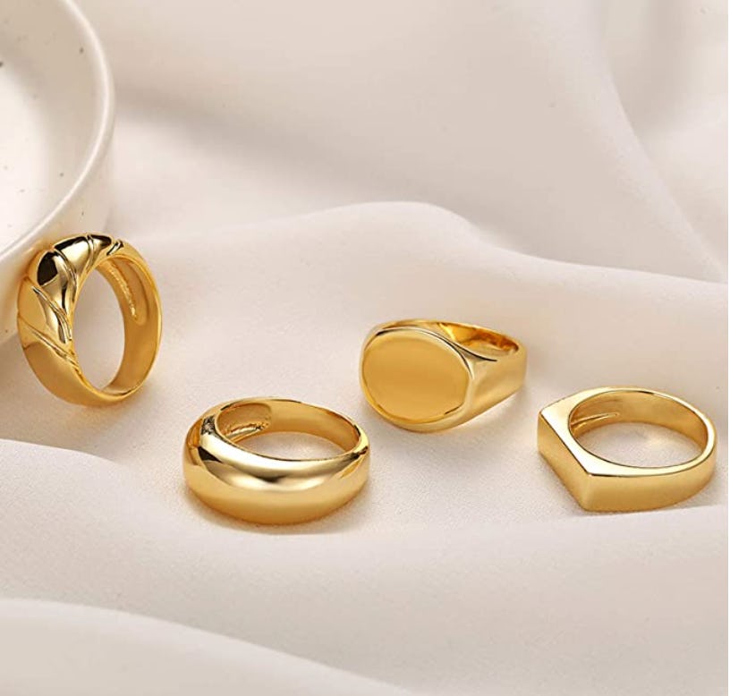 17 MILE  Gold Chunky Dome Rings Set (4-Piece)
