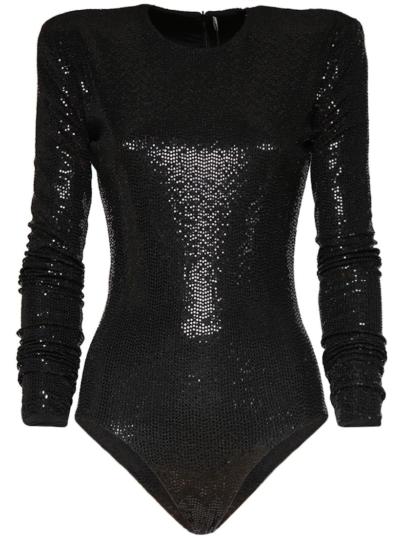 Sequined Stretch Jersey Bodysuit