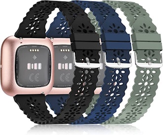 This set of Fitbit bands for sensitive skin has a floral lace design that adds breathability.