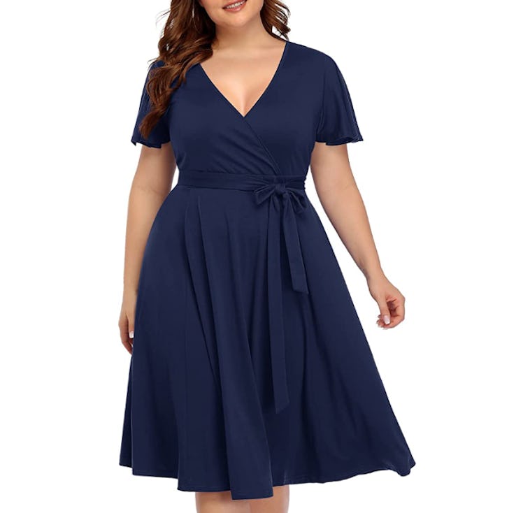Pinup Fashion Midi Wrap Dress