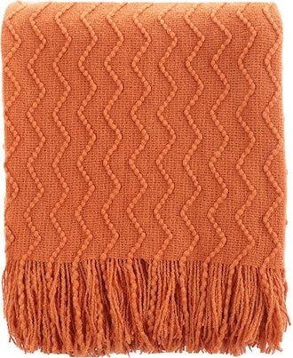 BATTILO HOME Burnt Orange Throw Blanket