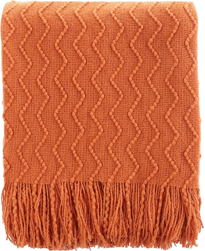 BATTILO HOME Burnt Orange Throw Blanket