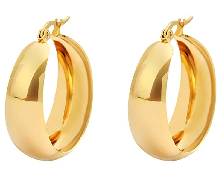 Edforce Stainless Steel 18K Gold Plated Hoop Earrings