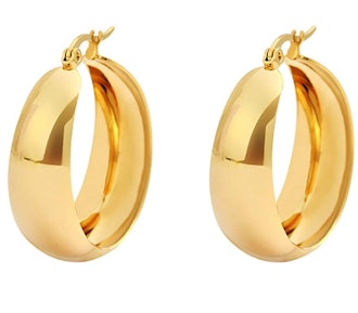 Edforce Stainless Steel 18K Gold Plated Hoop Earrings 