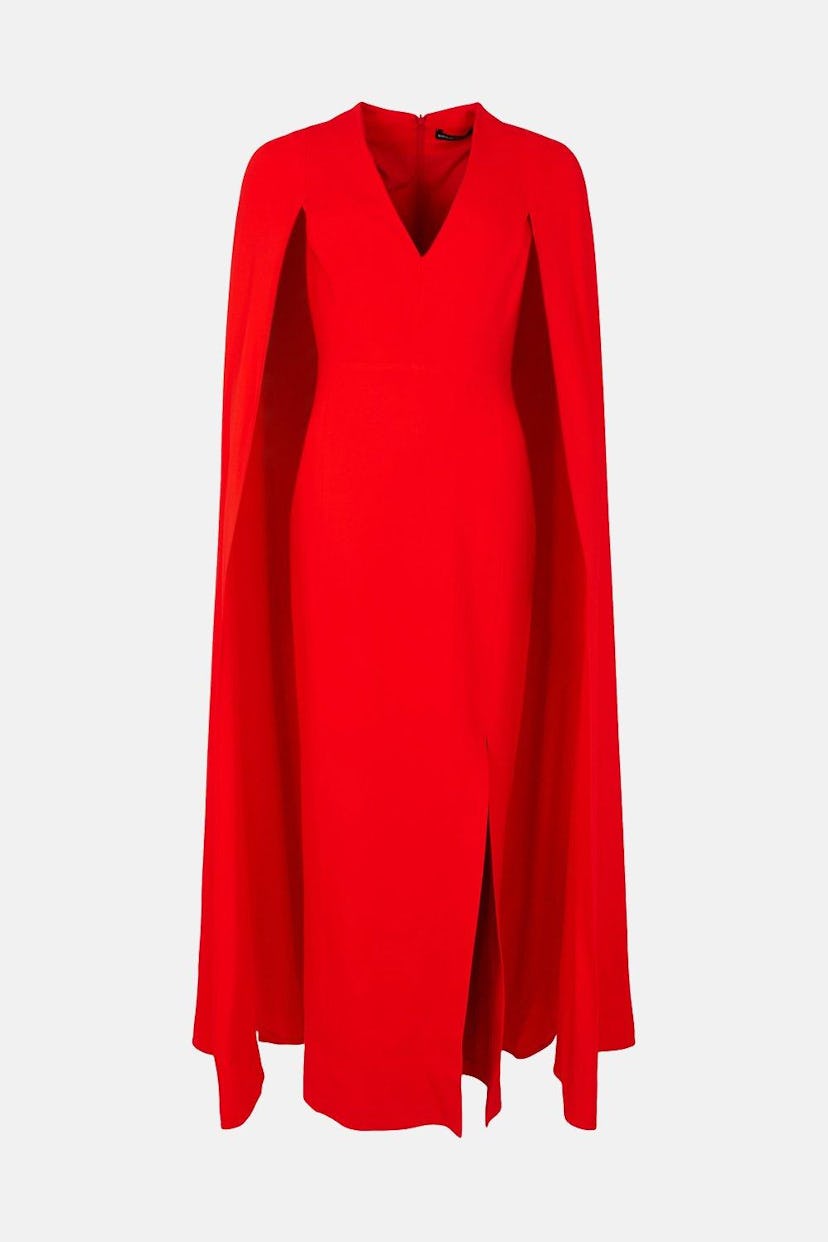 Compact Viscose Cape Sleeve Maxi Dress