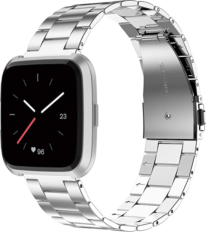 This stainless steel Fitbit band has low nickel content, so it may be comfortable those with nickel …