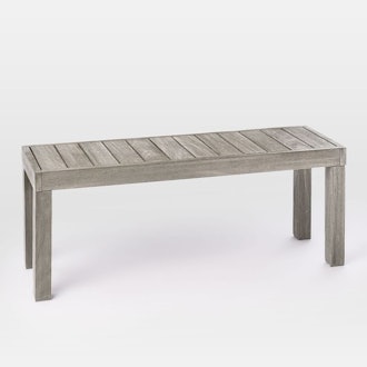 Portside Outdoor Dining Bench, 47", Weathered Gray