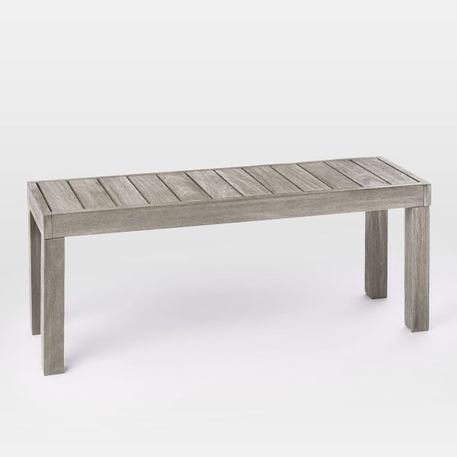 Portside Outdoor Dining Bench, 47", Weathered Gray