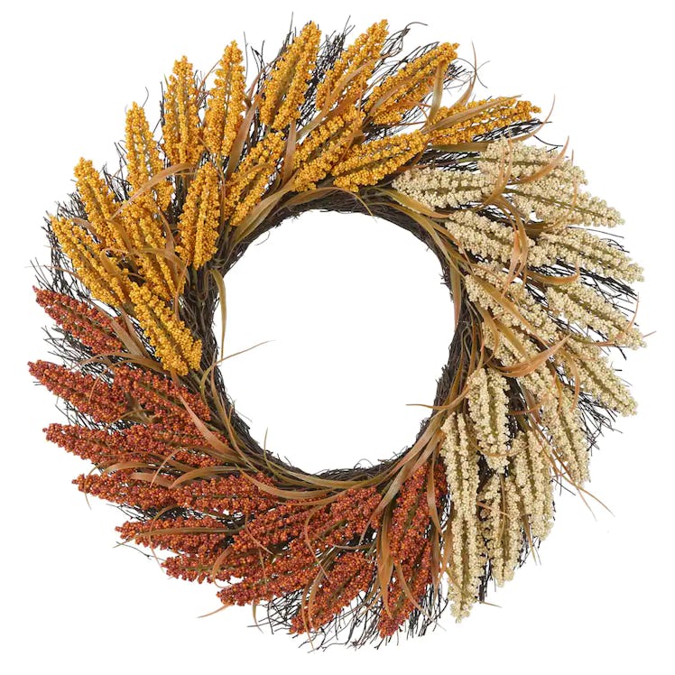 This fall wreath is one of the fall 2022 home decor trends, according to experts. 