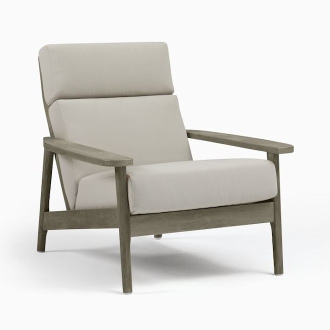 Mid-Century Outdoor Chair, High Back Lounge Chair Pack, Weathered Gray/Gray