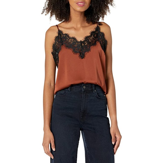 The Drop Natalie V-Neck Lace Trimmed Camisole Tank Top