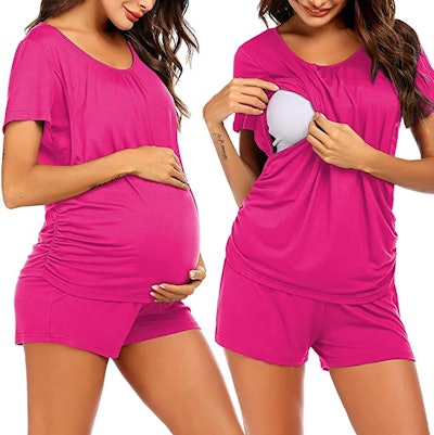 The Ekouaer Breastfeeding Double-Layer Sleep Set is a great option for nursing pajamas from Amazon.