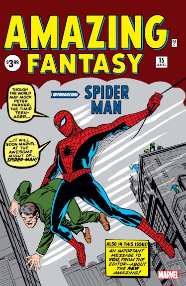 Amazing Fantasy #15, cover pencils by Jack Kirby, inks by Steve Ditko.