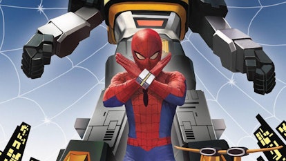 Japanese Spider-Man with his giant robot.