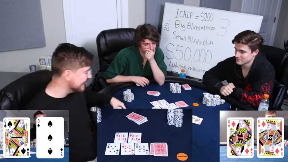 Ludwig Ahgren plays poker with Mr. Beast and Karl Jacobs.