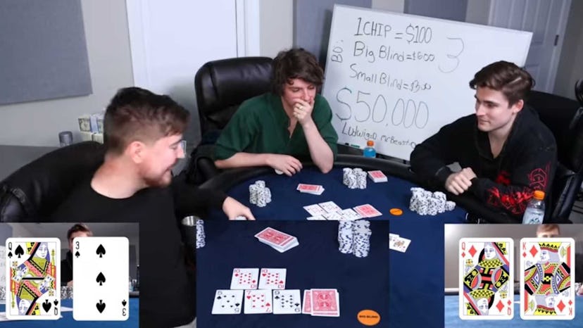 Ludwig Ahgren plays poker with Mr. Beast and Karl Jacobs.