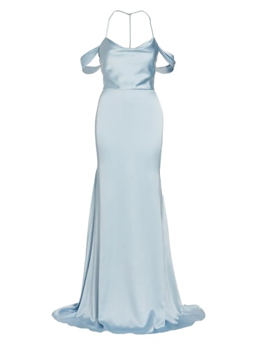 Vera Wang Bride baby blue open-back satin gown