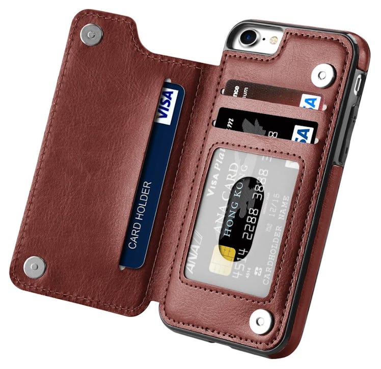 Brown iPhone SE men's wallet case
