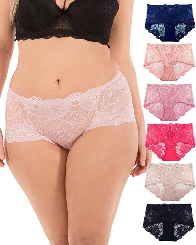 Barbra Lingerie Retro Lace Panties (6-Pack)