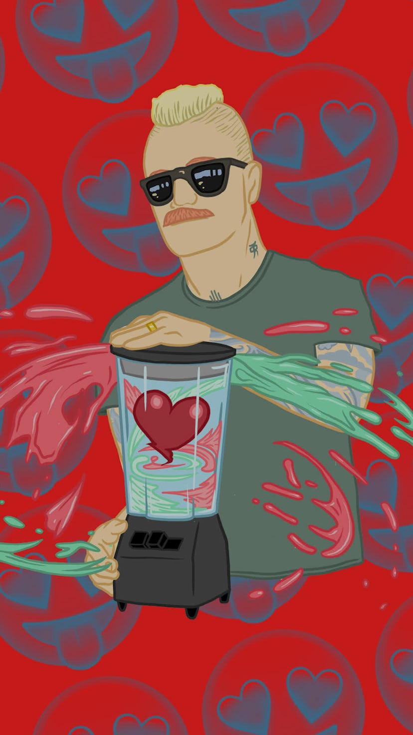 Heart in a Blender column illustration for Eve 6 Guy Max Collins