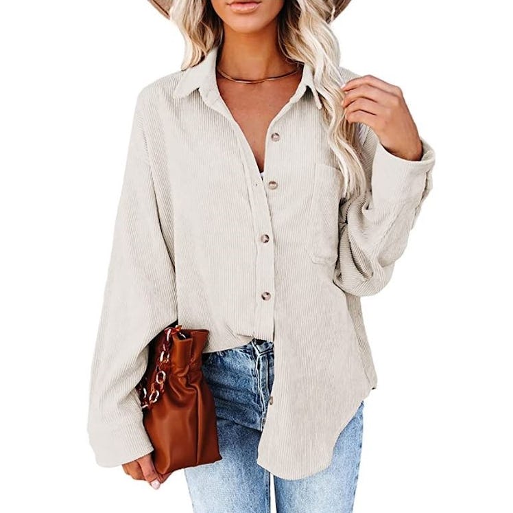 Astylish Corduroy Long Sleeve Button Down