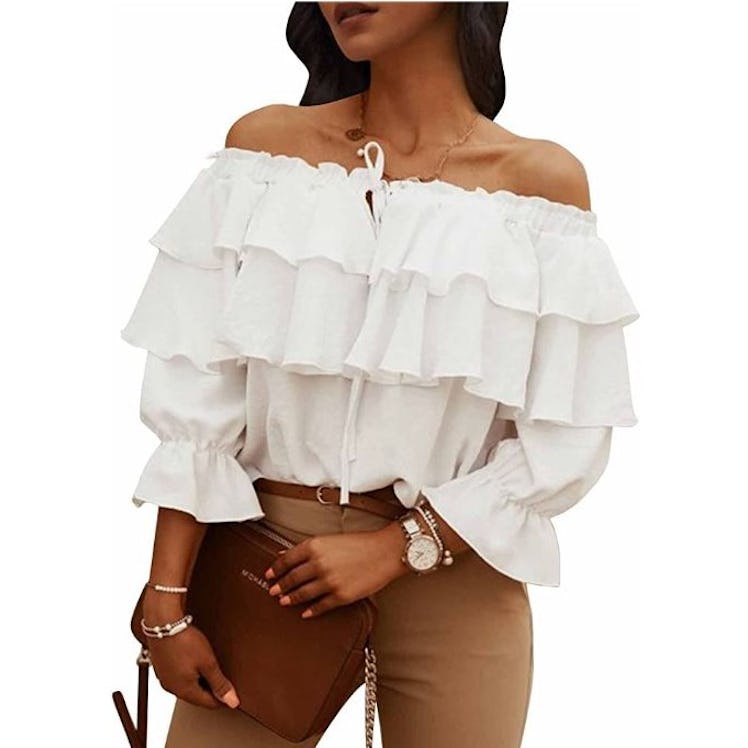 Byinns Off Shoulder Ruffle Top