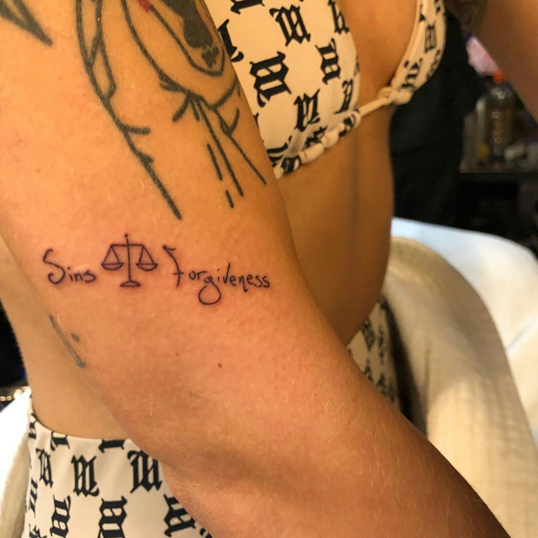 Halsey&rsquo;s Libra-inspired arm tattoo.
