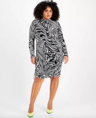 Trendy Plus Size Printed Mock-Neck Dress