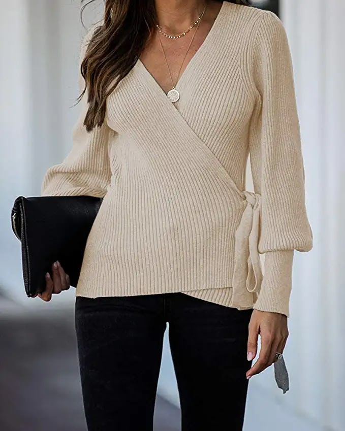 Saodimallsu V-Neck Wrap Sweater