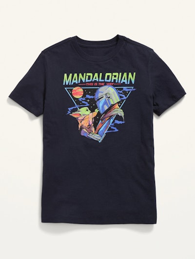 This mandalorian black t-shirt is a steal in an article about old navy's labor day sale.