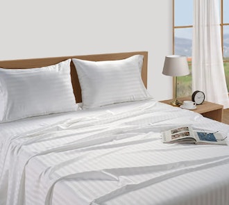 These Egyptian cotton luxury sheets come in a range of colors, including stripes.