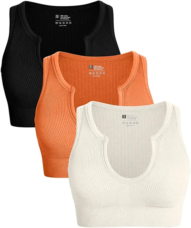 OQQ Ribbed Crop Top (3-Pack)