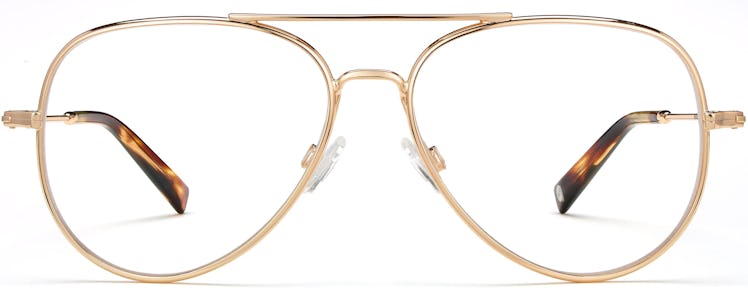 Warby Parker gold aviator glasses