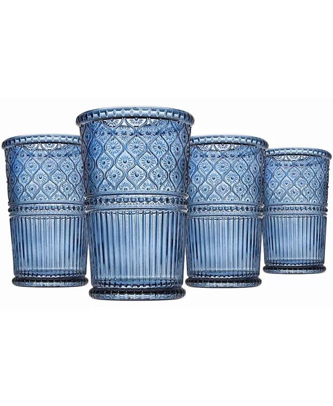 Claro Modern Vintage Tumbler Glasses, Set of Four, 12 oz