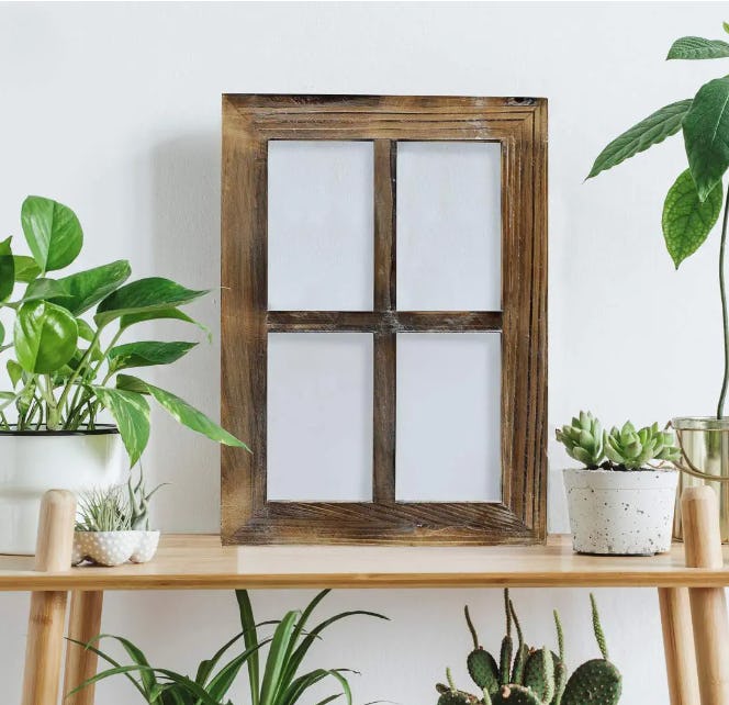 Greenco Wooden Rustic Mount Brown Window Frames