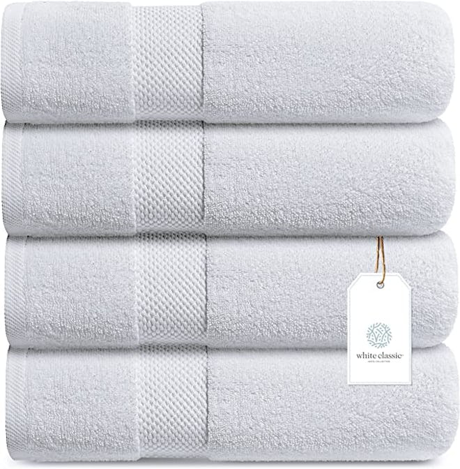 White Classic Luxury Cotton Bath Towels (Set of 4)